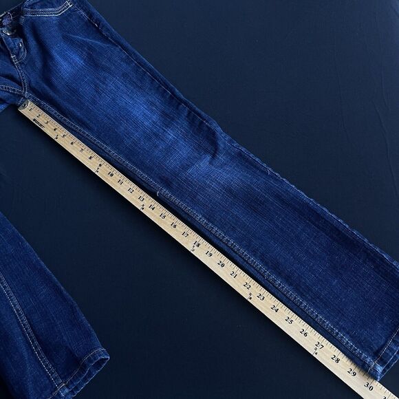 Southpole Juniors Jean Size 5 Dark Wash Low Rise Contrast Stitching Y2K S-Pocket - Picture 12 of 13